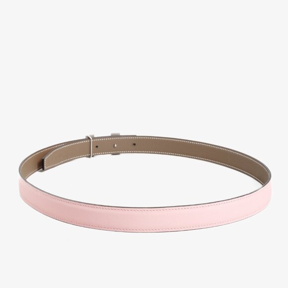Hermes Pink and Etoupe Reversible H Belt - Picture 3 of 9